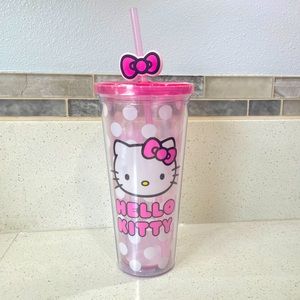 Sanrio Hello Kitty Pink Tumbler‎ with Straw and Bow Charm